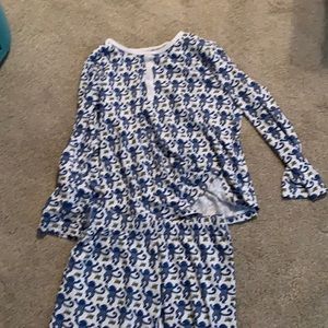 Roller rabbit blue monkey pajamas like new
